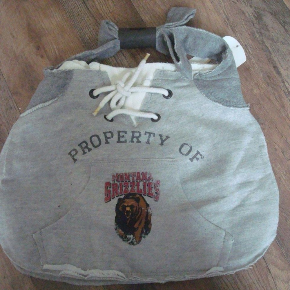 MONTANA GRIZZLIES HOODIE BAF 12X15 BAG PURSE VINTAGE ZIPPER L4